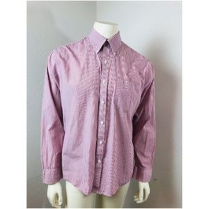 CLUB ROOM Slim Fit Button Down Red White Striped